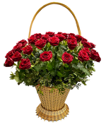 Фото товара «51 роза красная в корзине» №1