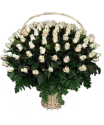 Фото товара «Белые розы в корзине» №1